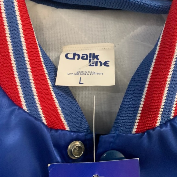 Vintage 80s NY Giants Chalk-Line Jacket Blue Red Trim - Picture 2 of 3